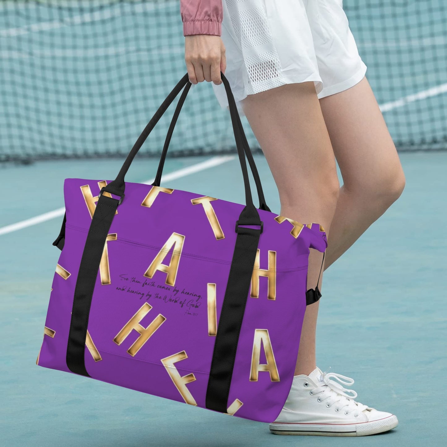 PURPLE FAITH COMES BY HEARING DUFFLE BAG
