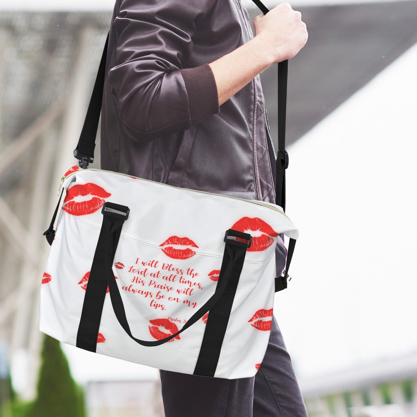 PRAISE ON MY LIPS DUFFLE BAG