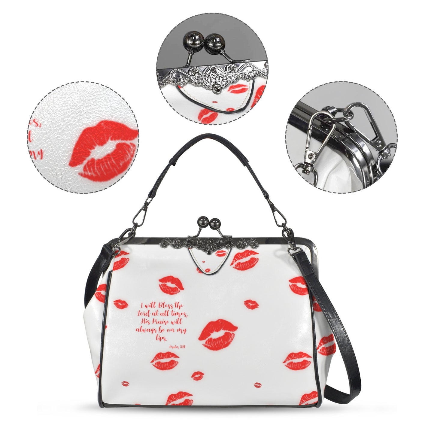 PRAISE ON MY LIPS KISSLOCK CROSSBODY SHOULDER BAG