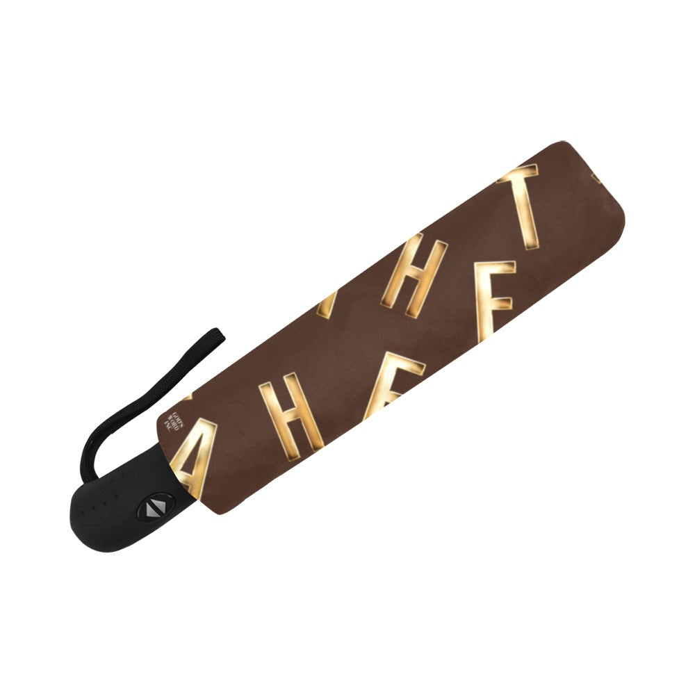 BROWN FAITH COMES BY HEARING Anti-UV Auto-Foldable Umbrella