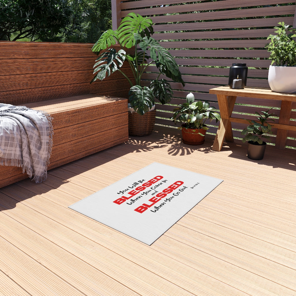 Bible Verse Scripture Outdoor Rug You Will Be Blessed Coming In...