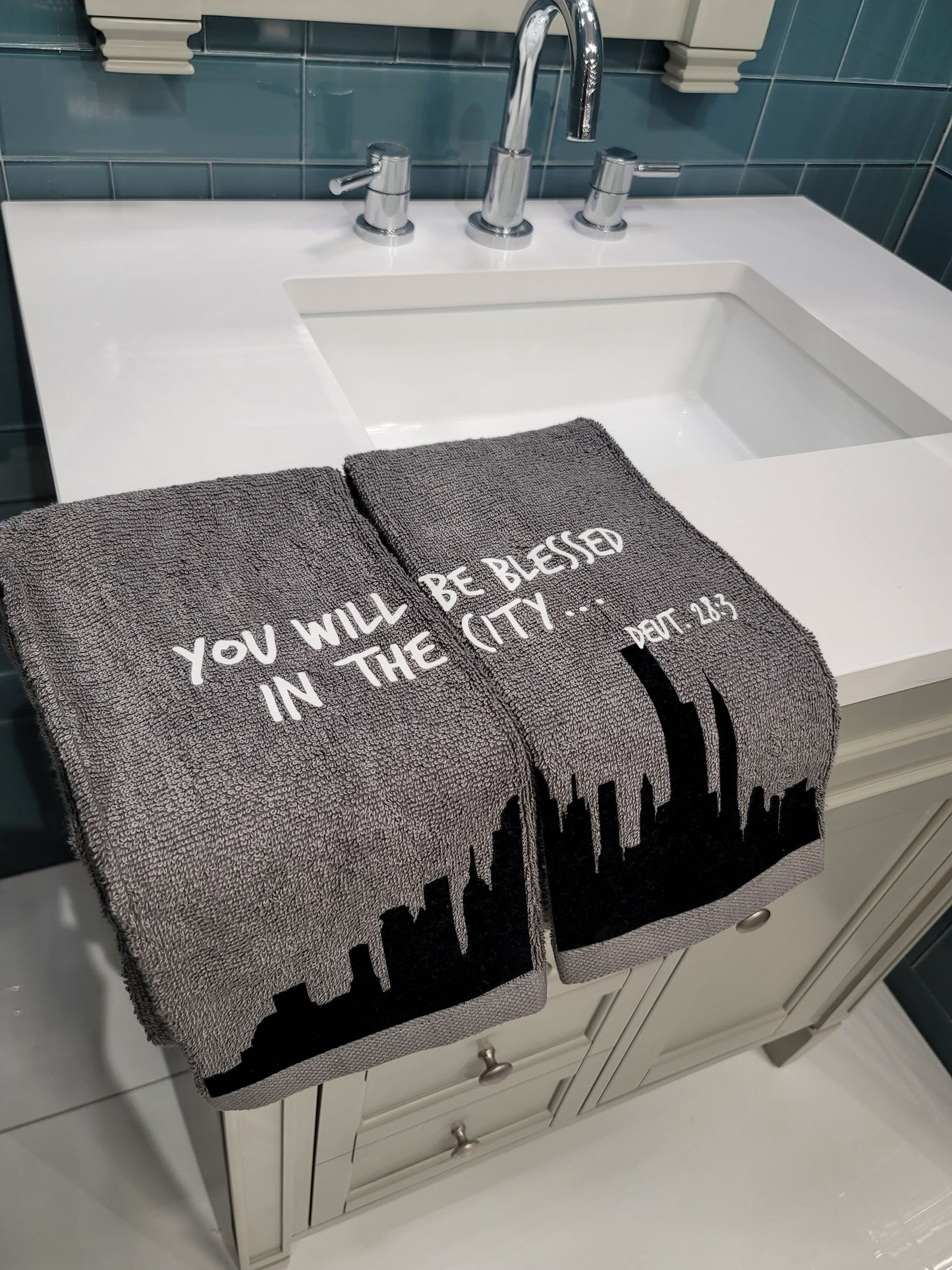 Bible Verse Hand Towel Set You Will Be Blessed In The City