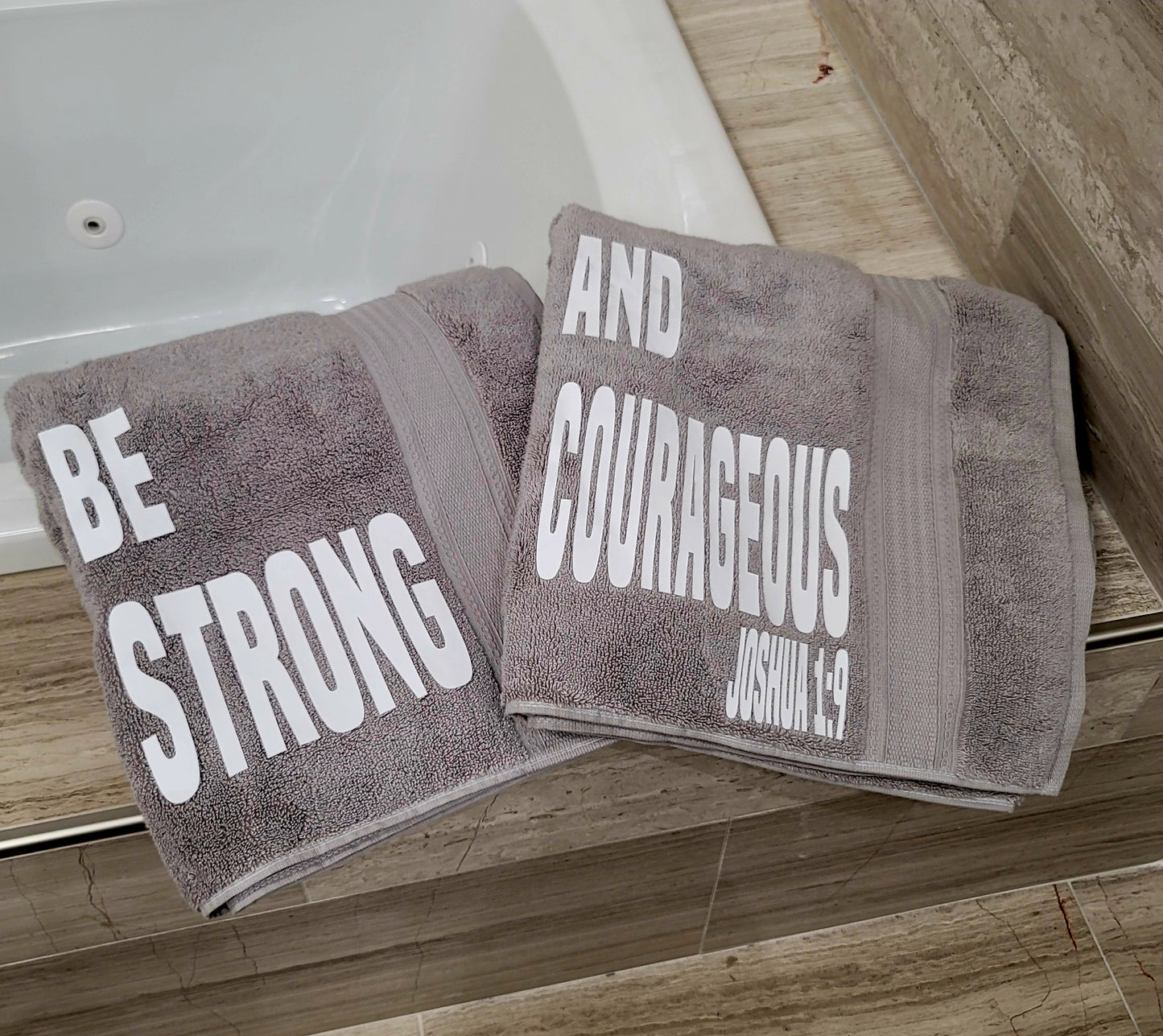 Bible Verse Luxury Bath Towel Set Be Strong And Courageous