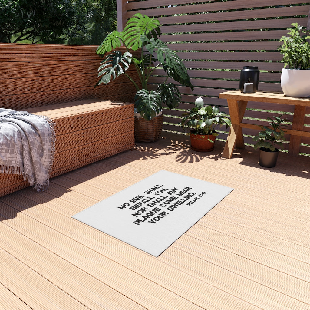 Bible Verse Scripture Outdoor Rug No Evil Shall Befall You...