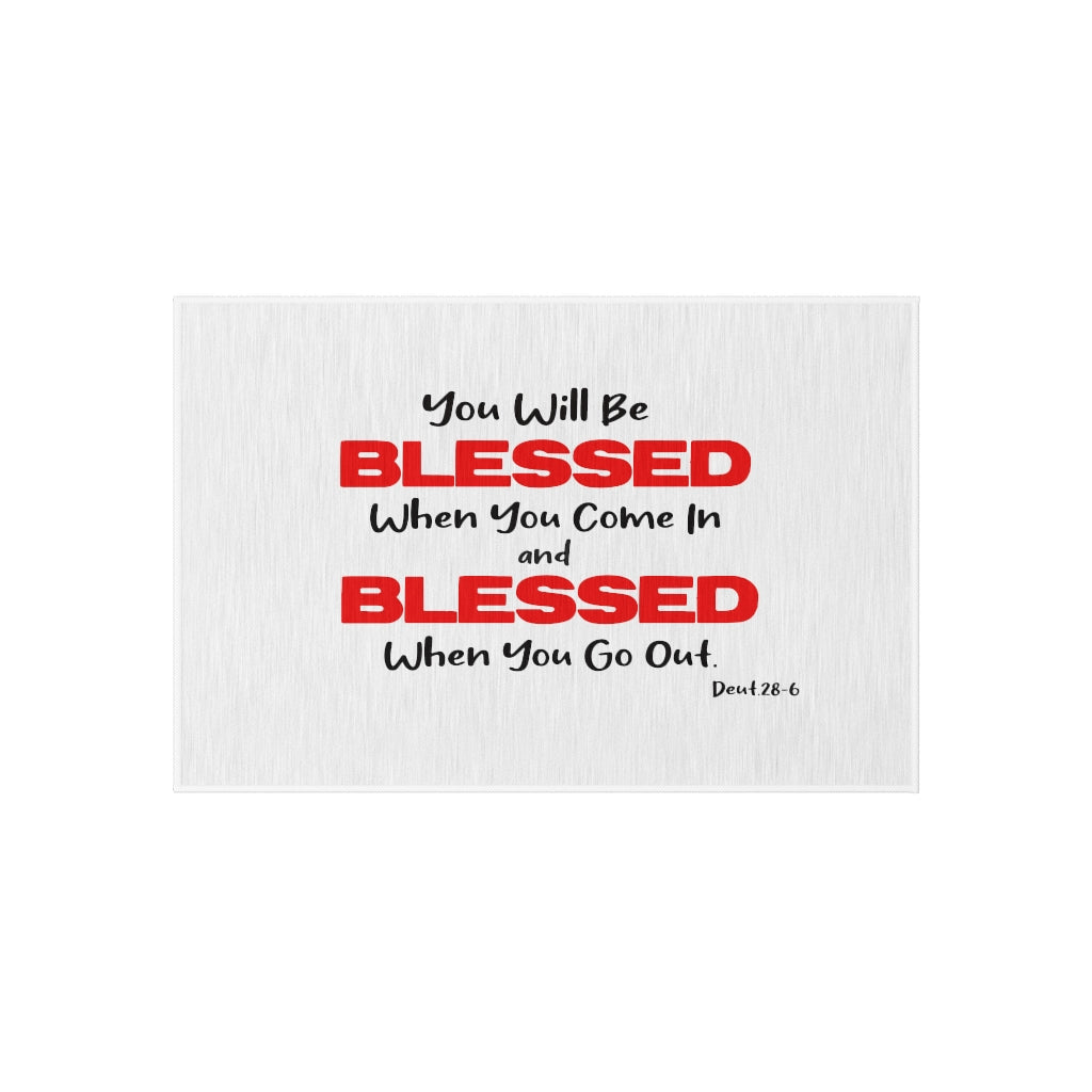 Bible Verse Scripture Outdoor Rug You Will Be Blessed Coming In...