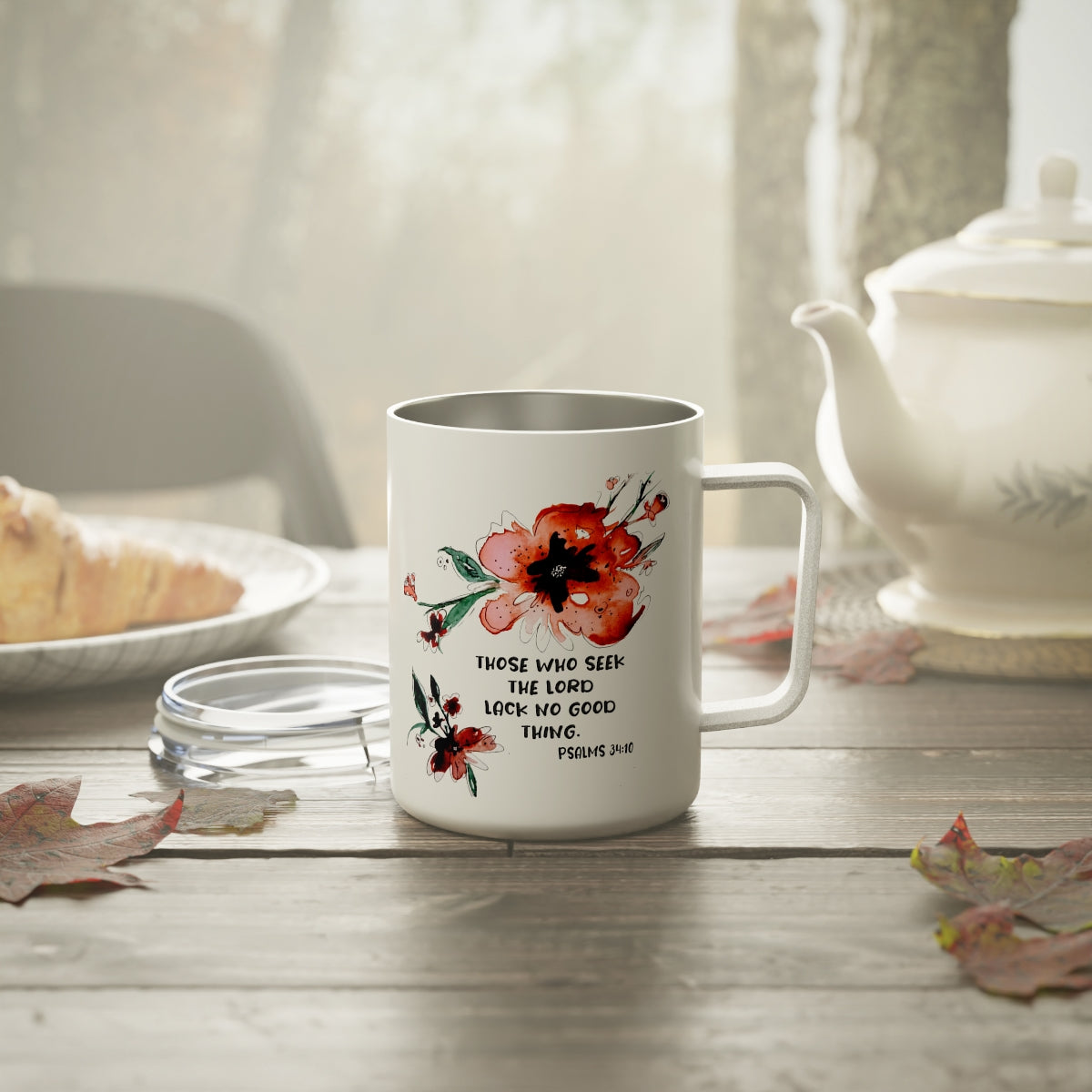 Bible Verse Scripture Insulated Coffee Mug, 10oz Those Who Seek The Lord...