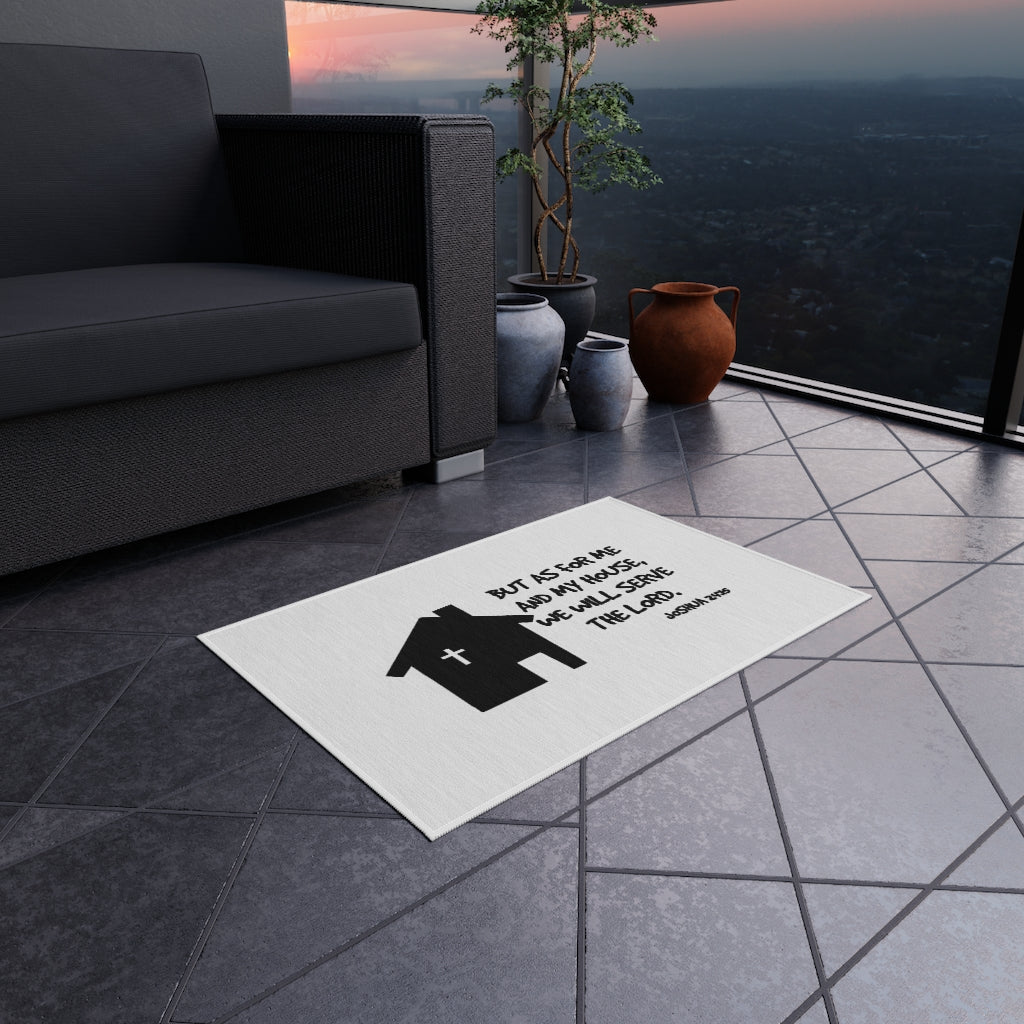 Bible Verse Scripture Outdoor Rug But As For Me And My House...