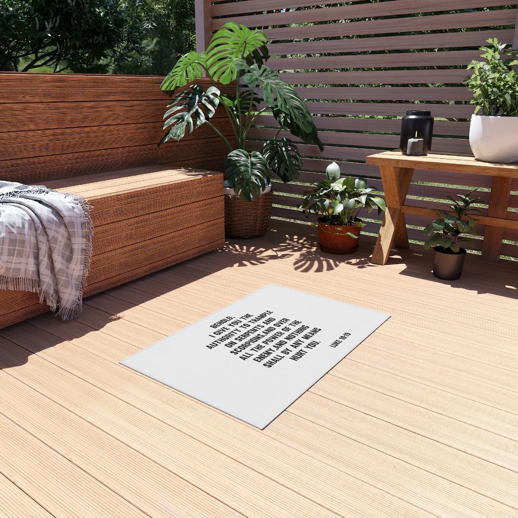 Bible Verse Scripture Outdoor Rug Behold I Give You The Authority...
