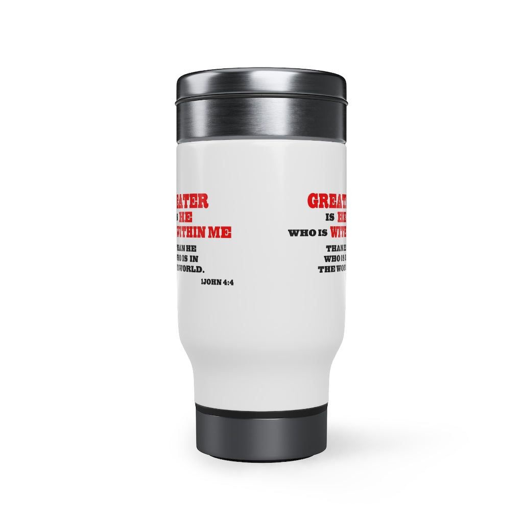 Stainless Steel Travel Mug with Handle, 14oz Greater Is He...