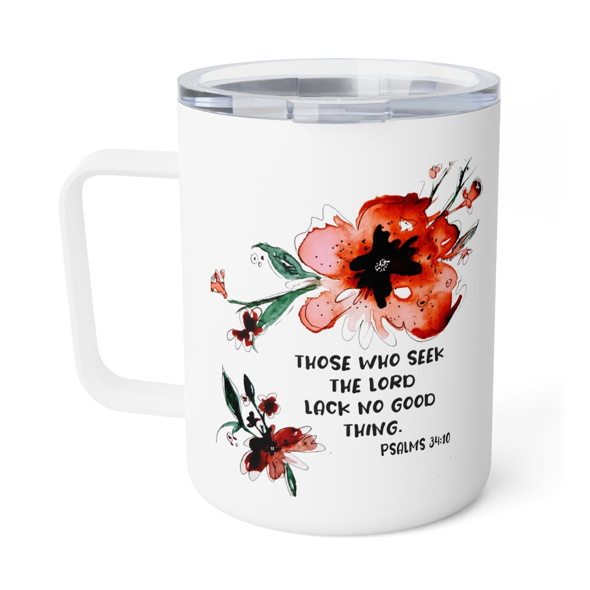 Bible Verse Scripture Insulated Coffee Mug, 10oz Those Who Seek The Lord...