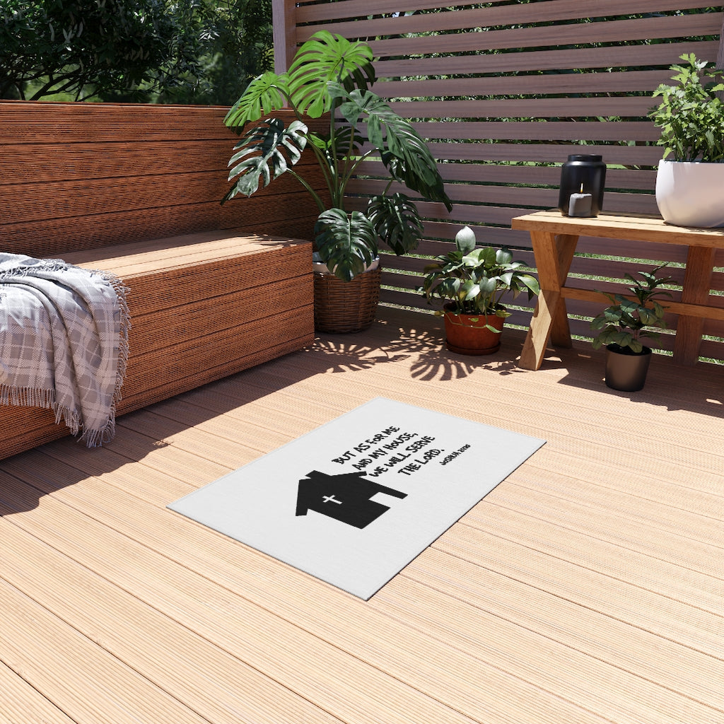 Bible Verse Scripture Outdoor Rug But As For Me And My House...