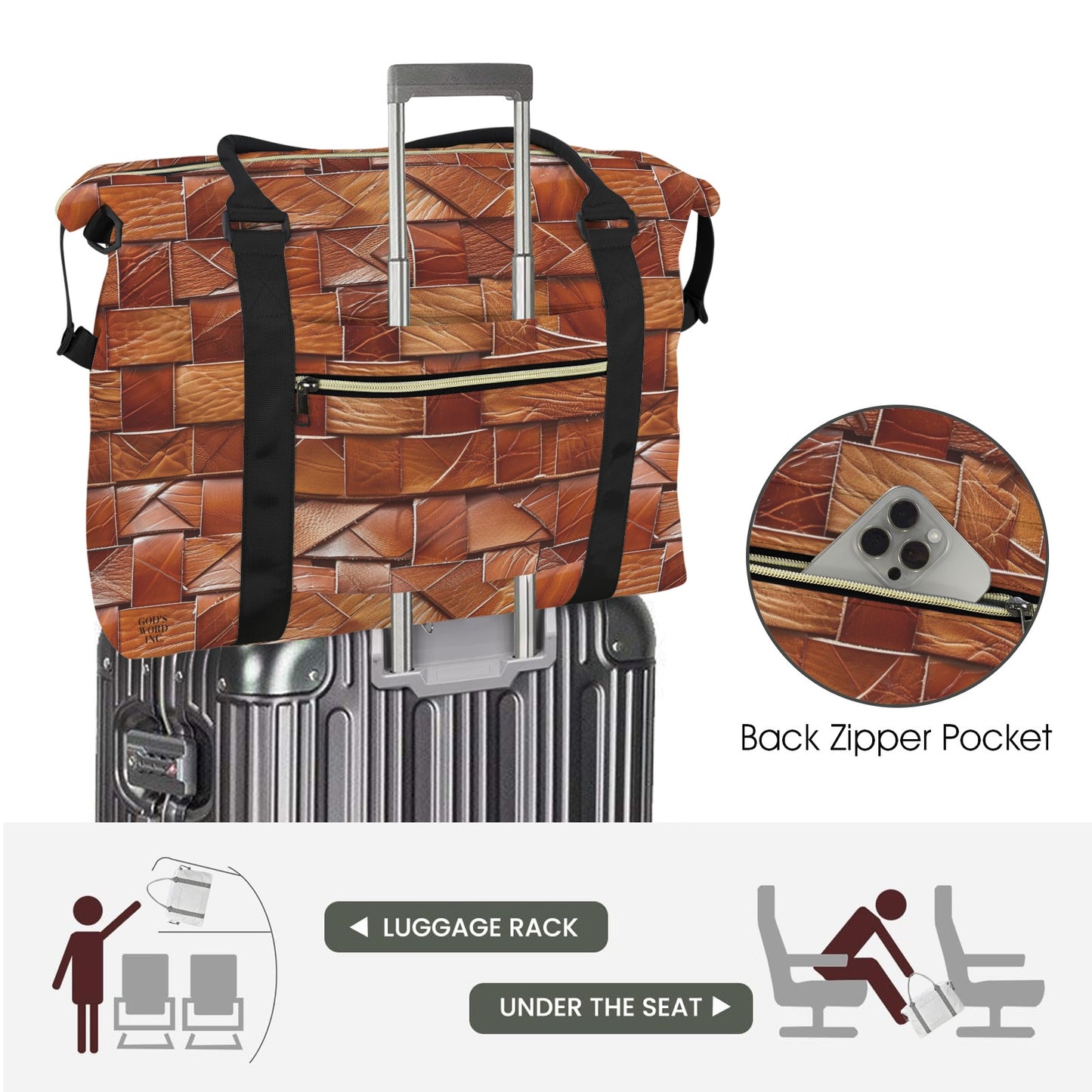 FAUX BASKET WEAVE WALK BY FAITH DUFFLE BAG
