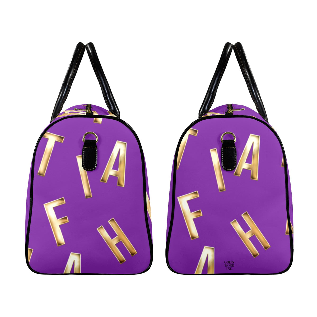 PURPLE LEATHER FAITH COMES BY HEARING  Travel Bag