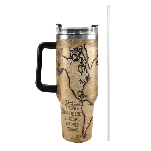 BLESSED COMING AND GOING 40oz Tumbler with Black Handle