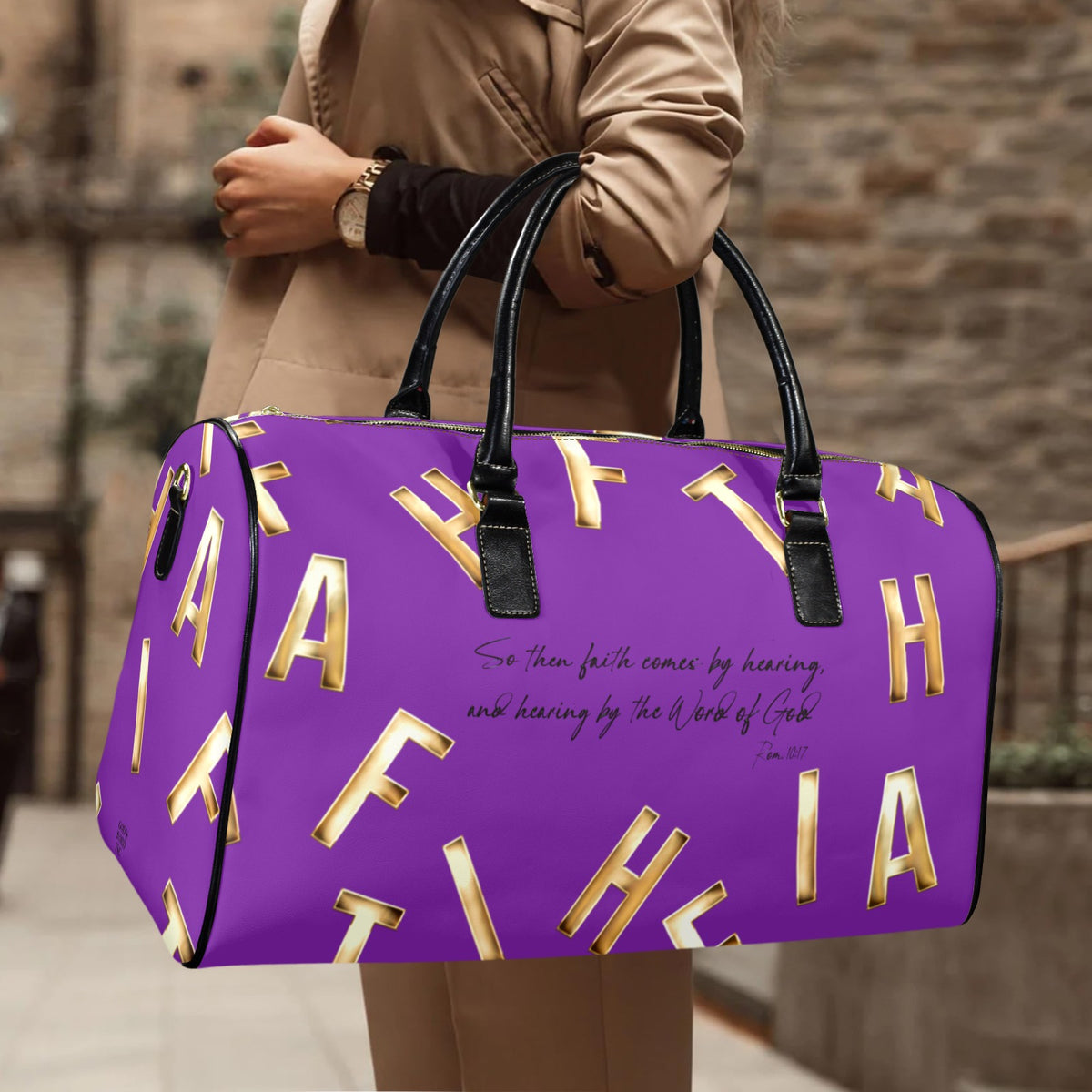 PURPLE FAITH COMES BY HEARING Travel Bag