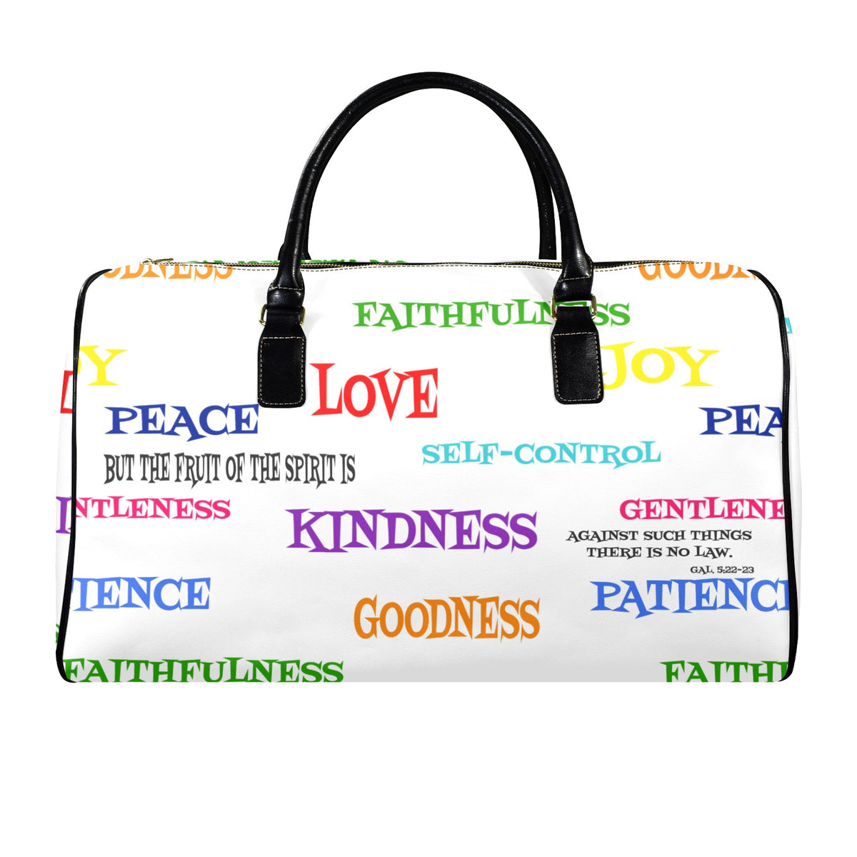 LEATHER WHITE FRUIT OF THE SPIRIT  Leather Travel Bag