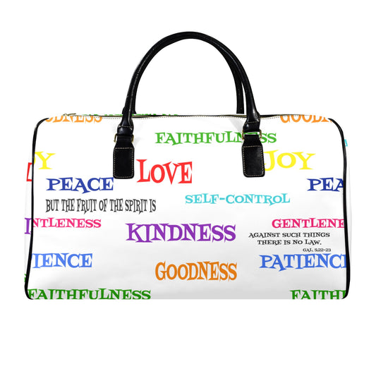 LEATHER WHITE FRUIT OF THE SPIRIT  Leather Travel Bag