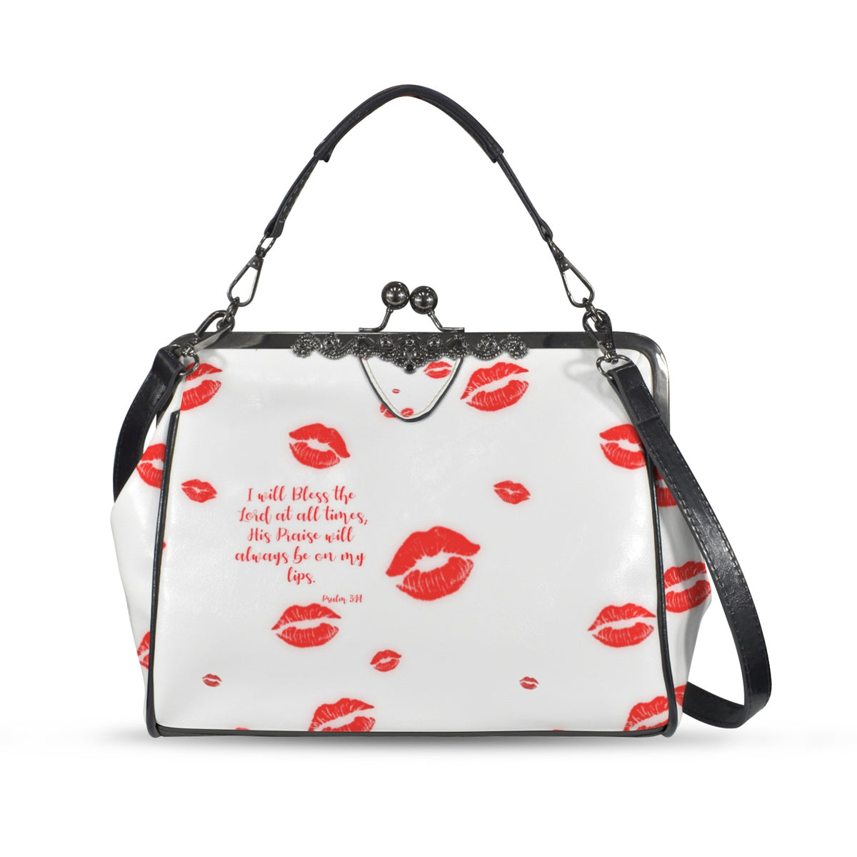 YOUR PRAISES SHALL BE ON MY LIPS  Kisslock Crossbody Shoulder Bag
