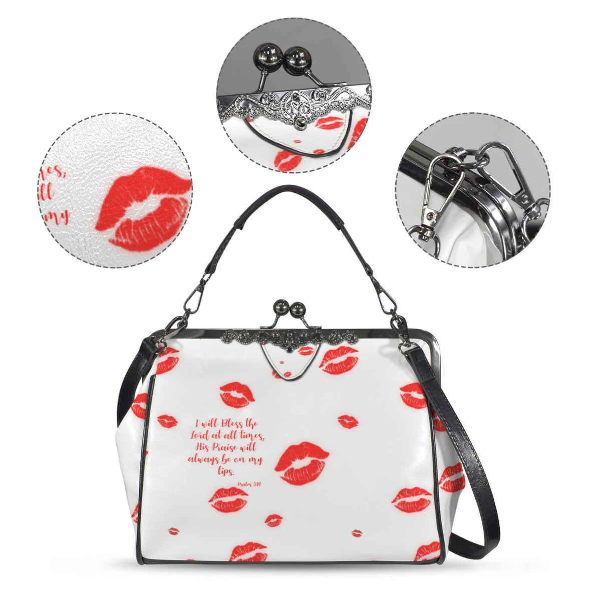 YOUR PRAISES SHALL BE ON MY LIPS  Kisslock Crossbody Shoulder Bag