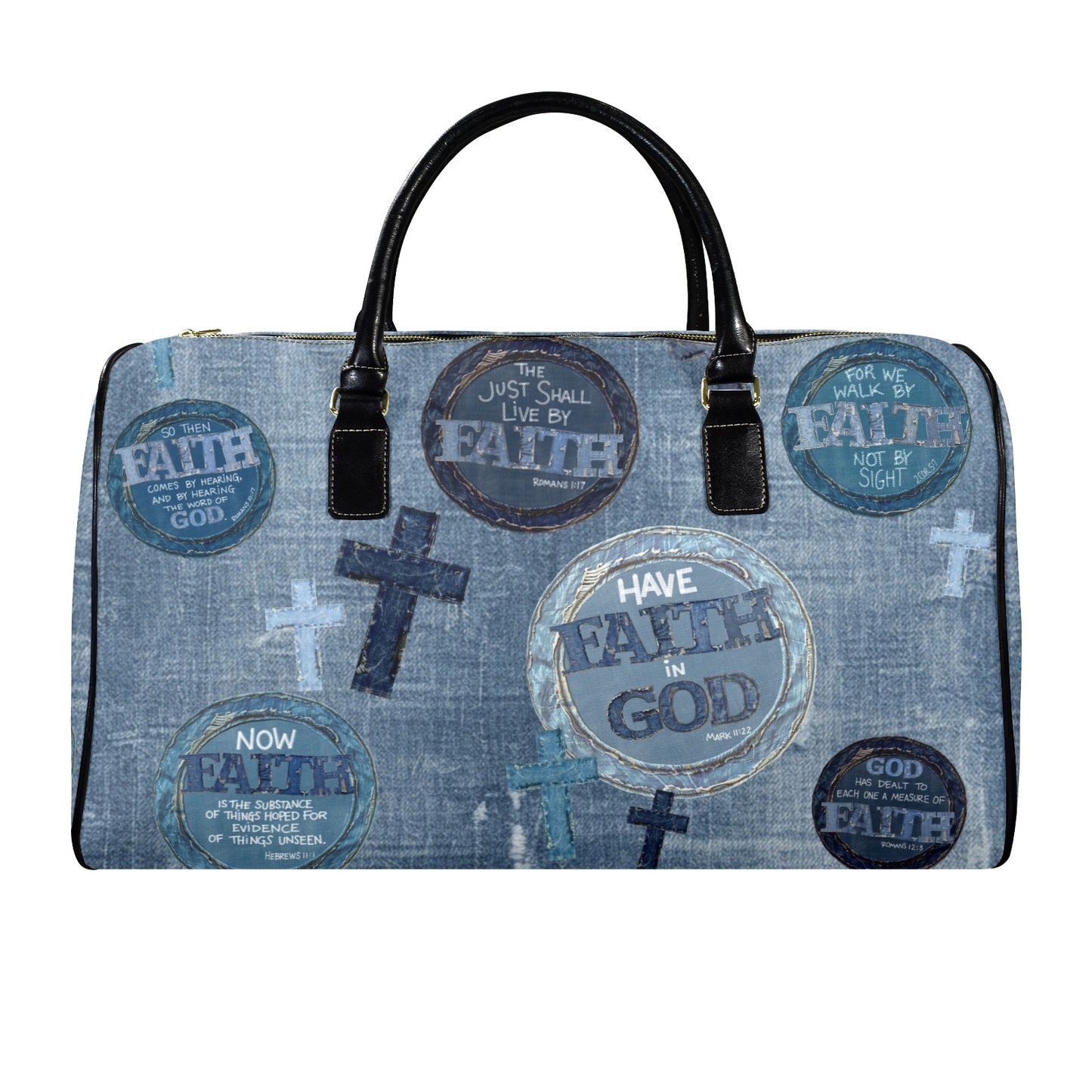 LEATHER FAUX DENIM  FAITH TRAVEL BAG