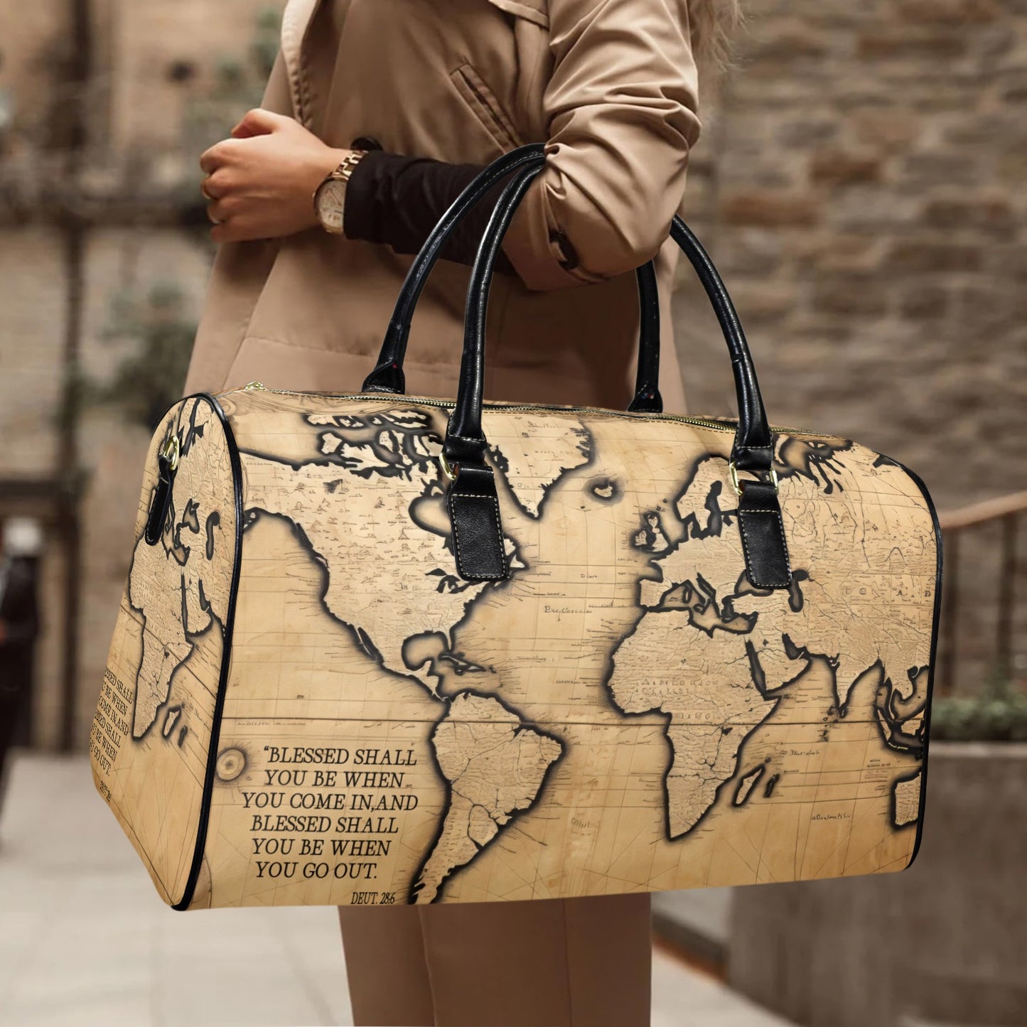 LEATHER BLESSED COMING AND GOING TRAVEL BAG