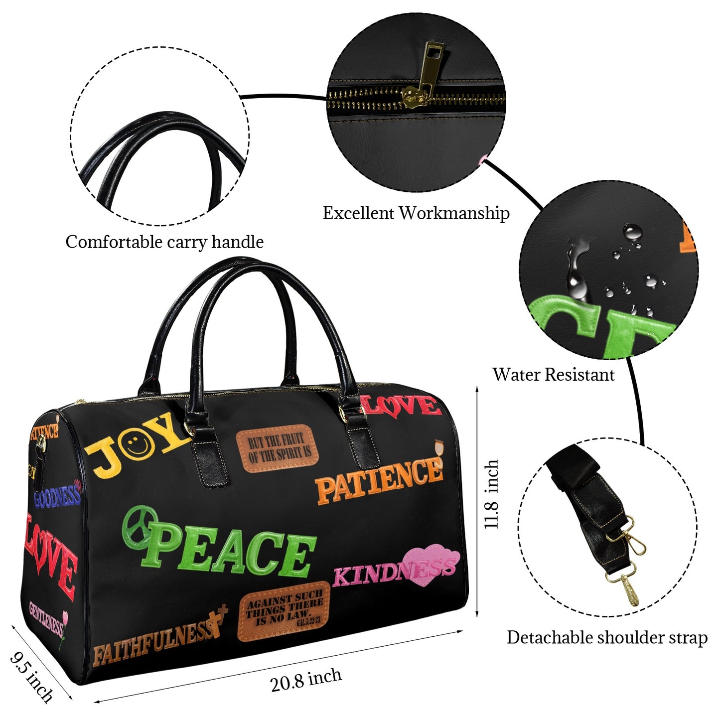LEATHER FRUIT OF THE SPIRIT TRAVEL BAG