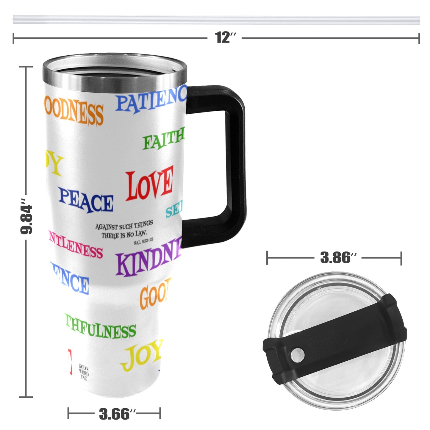 FRUIT OF THE SPIRIT  40oz Tumbler with Black Handle
