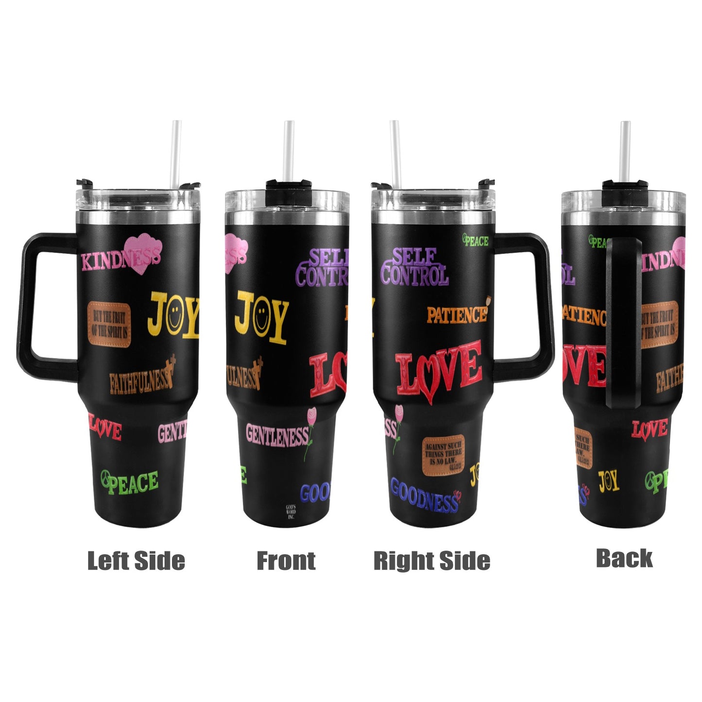 BLACK FRUIT OF THRE SPIRIT  40oz Tumbler with Black Handle