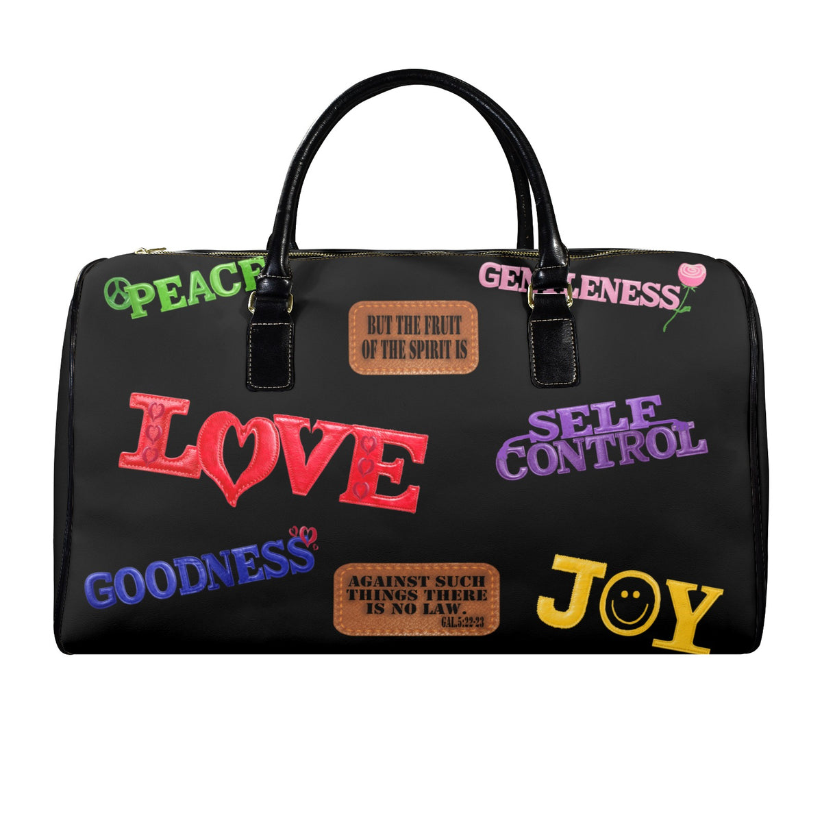 LEATHER BLACK FRUIT OF THE SPIRIT Travel Bag