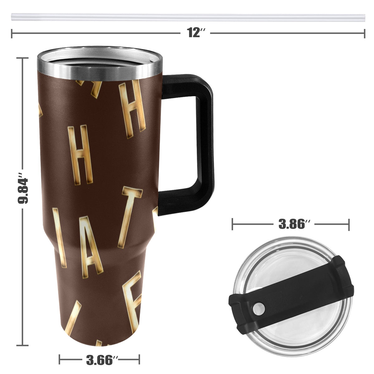 BROWN FAITH COMES BY HEARING 40oz Tumbler with Black Handle