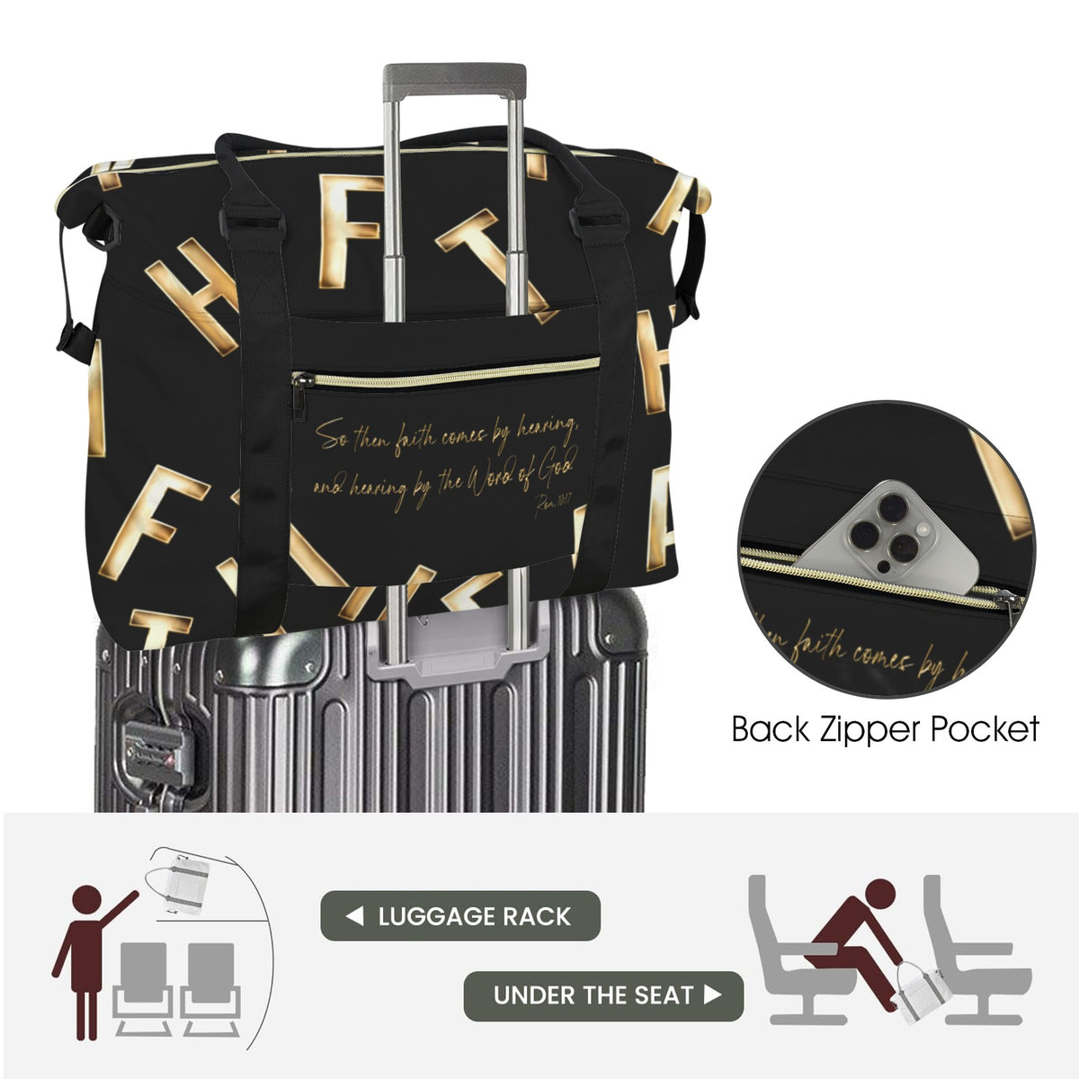 BLACK FAITH COMES BY HEARING  Ultra-Large Capacity Duffle Bag
