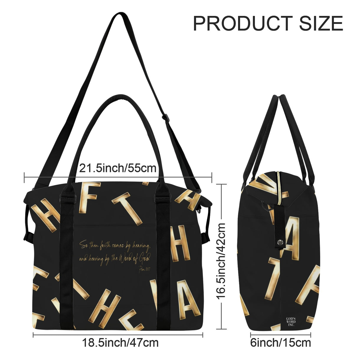 BLACK FAITH COMES BY HEARING  Ultra-Large Capacity Duffle Bag