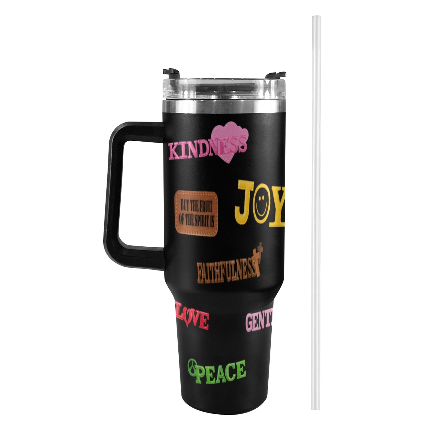 BLACK FRUIT OF THRE SPIRIT  40oz Tumbler with Black Handle