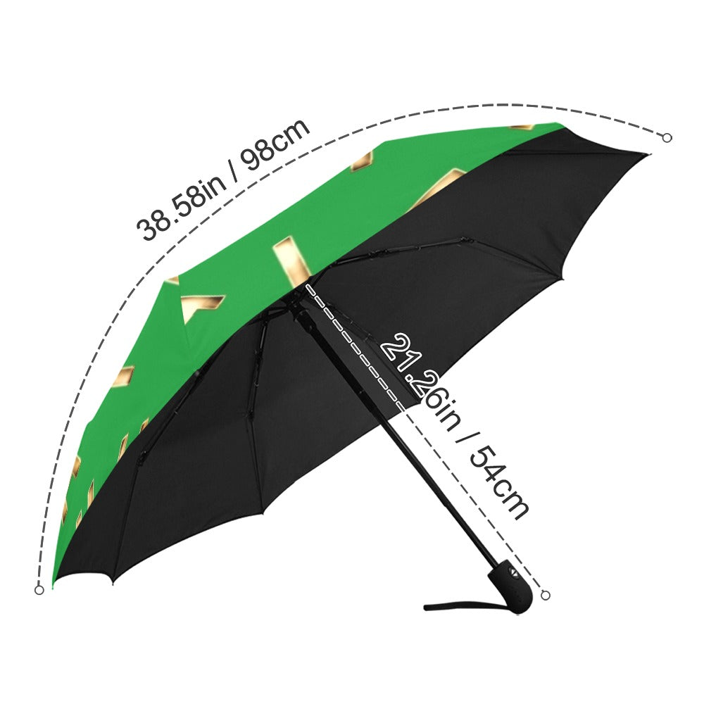 GREEN FAITH COMES BY HEARING Anti-UV Auto-Foldable Umbrella