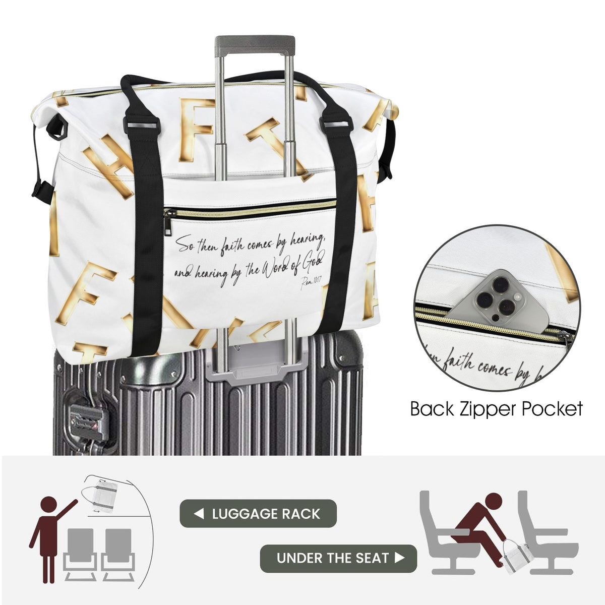 WHITE FAITH COMES BY HEARING  Ultra-Large Capacity Duffle Bag