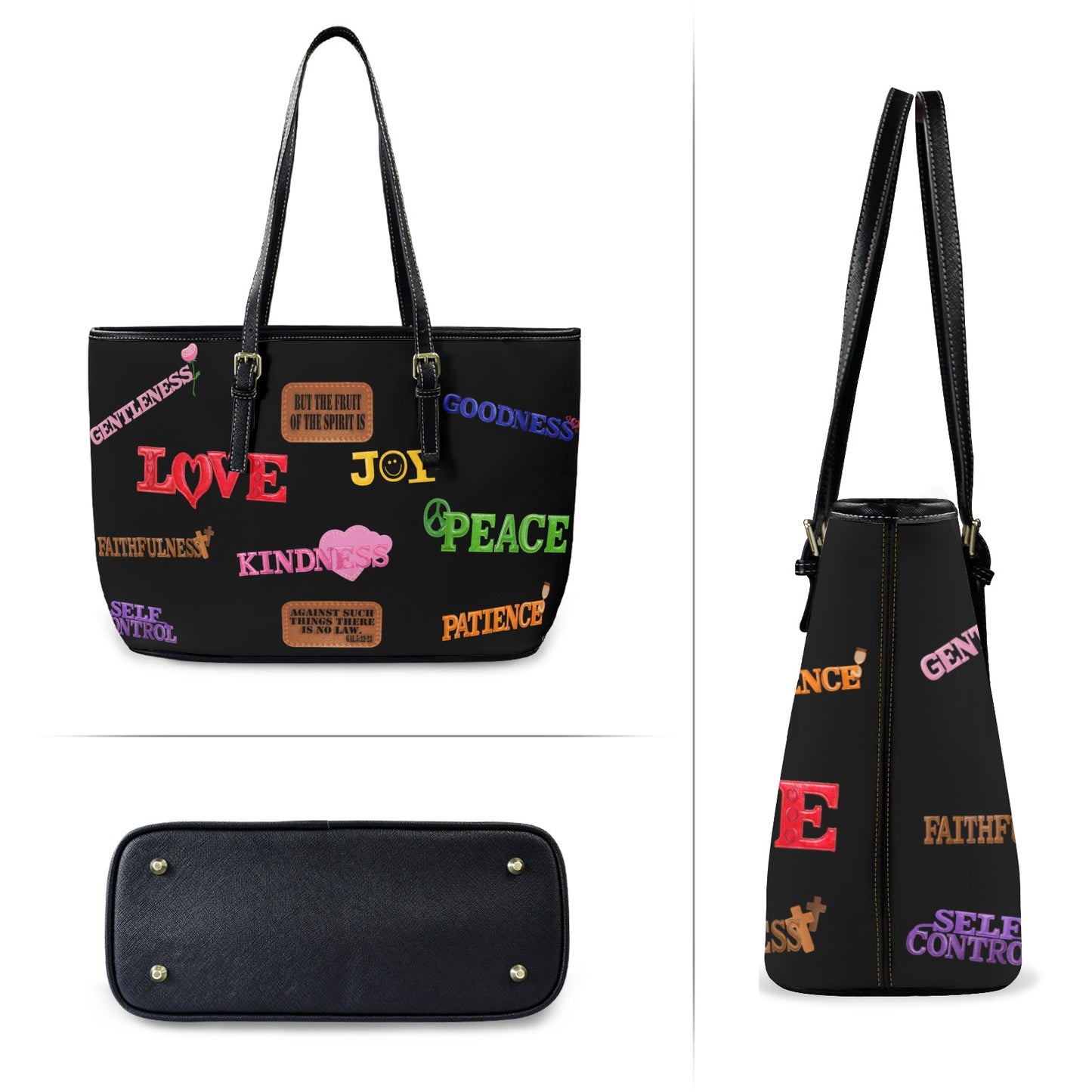 FAUX LEATHER FRUIT OF THE SPIRIT SHOULDER BAG