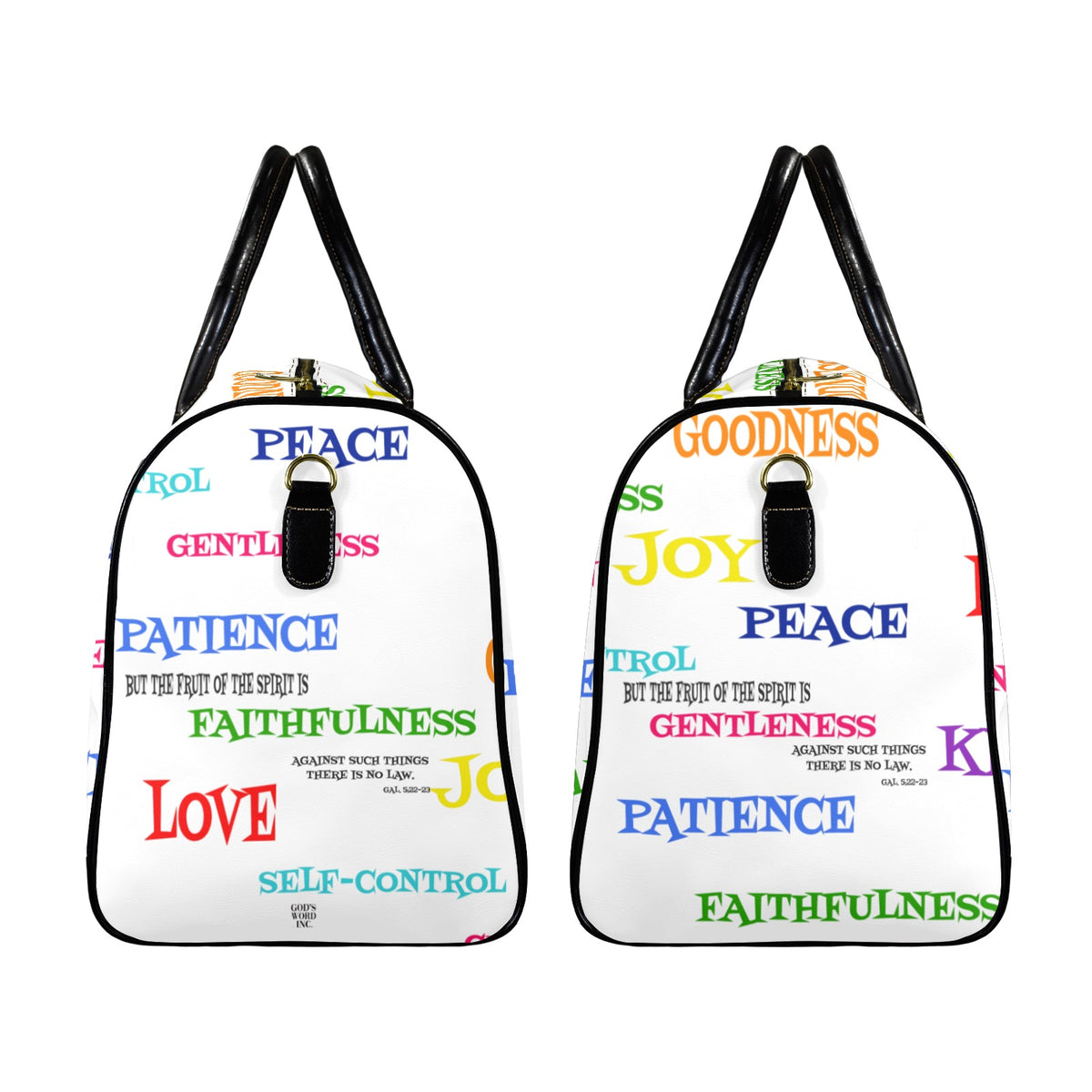 LEATHER WHITE FRUIT OF THE SPIRIT  Leather Travel Bag
