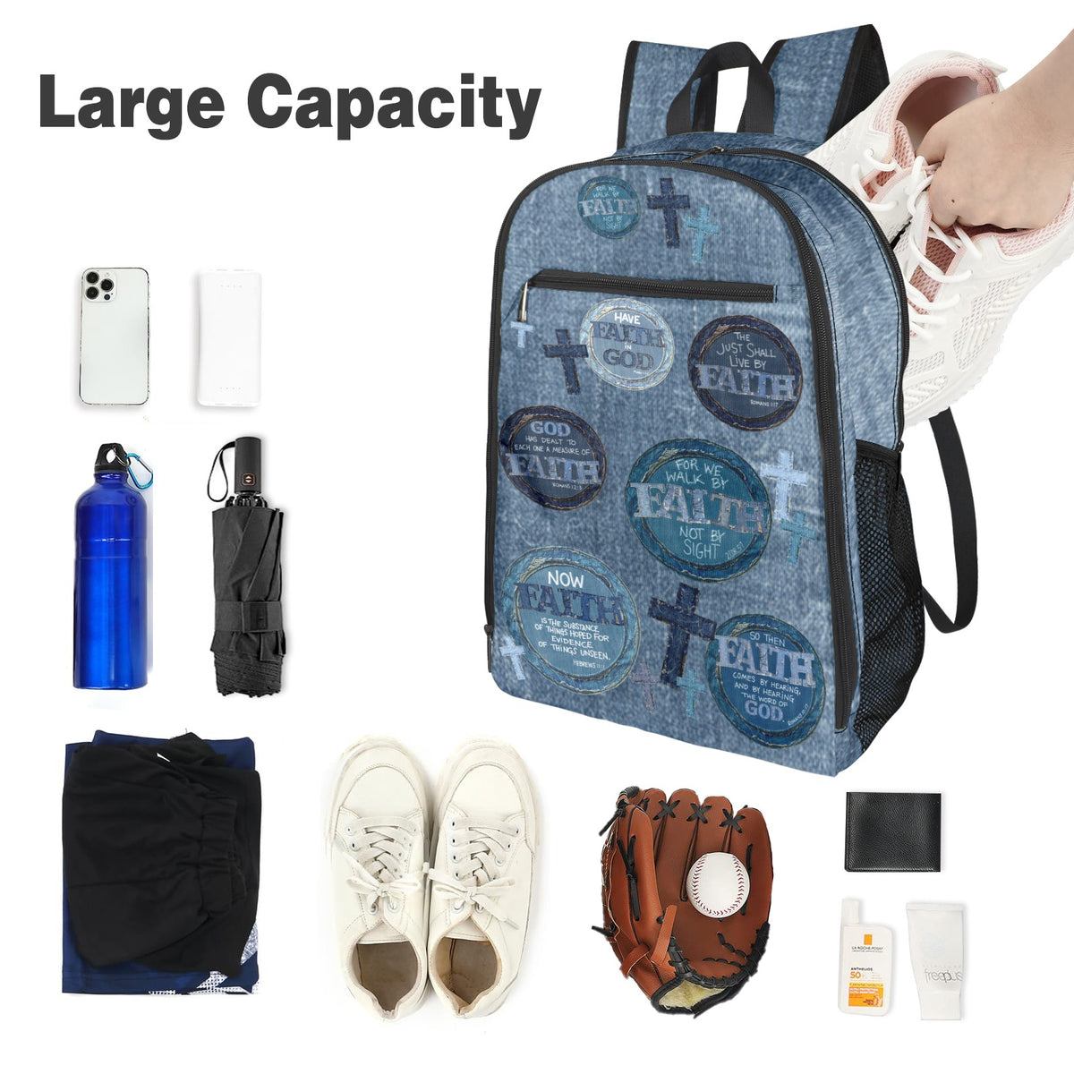 FAUX DENIM FAITH Leisure Sports Backpack