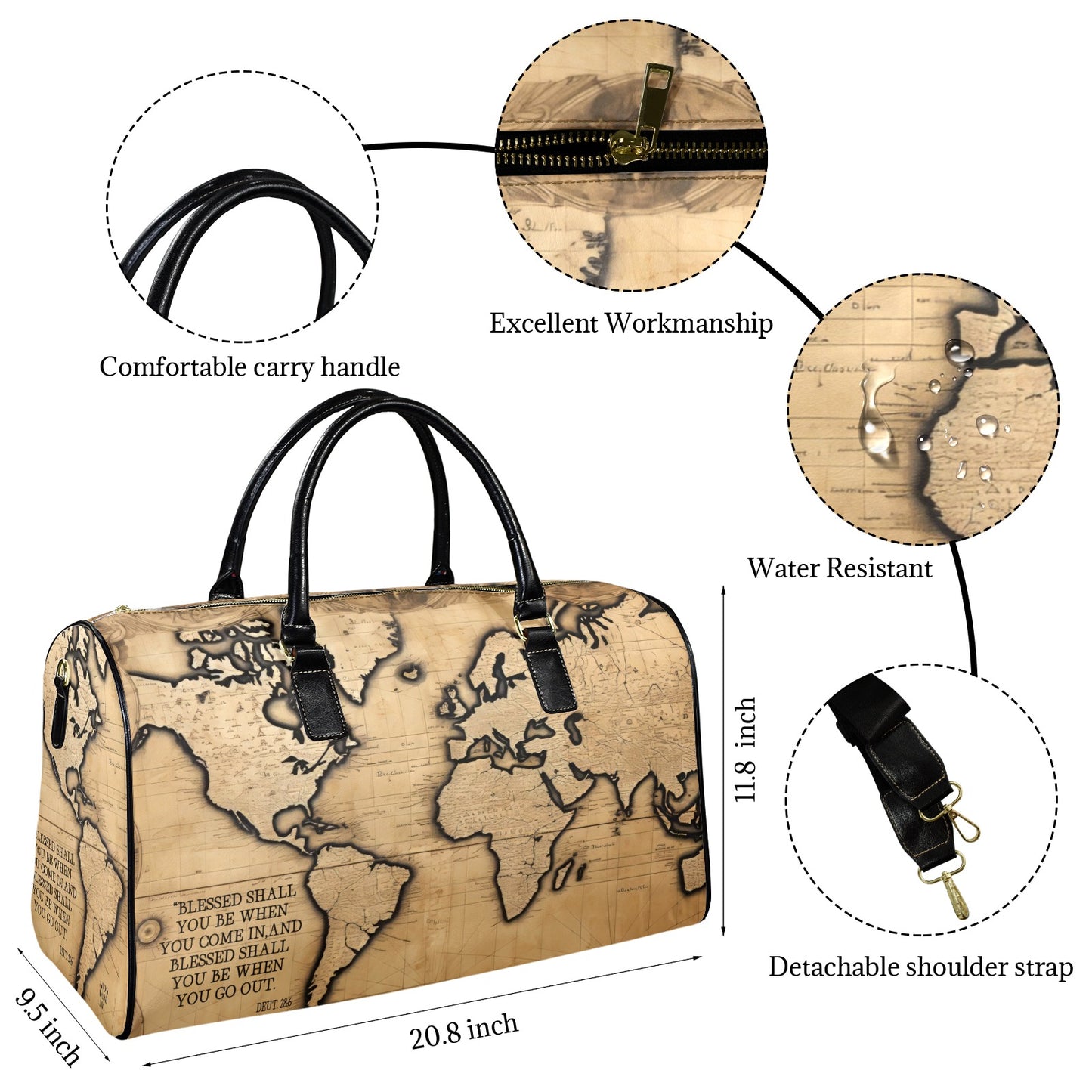LEATHER BLESSED COMING AND GOING TRAVEL BAG