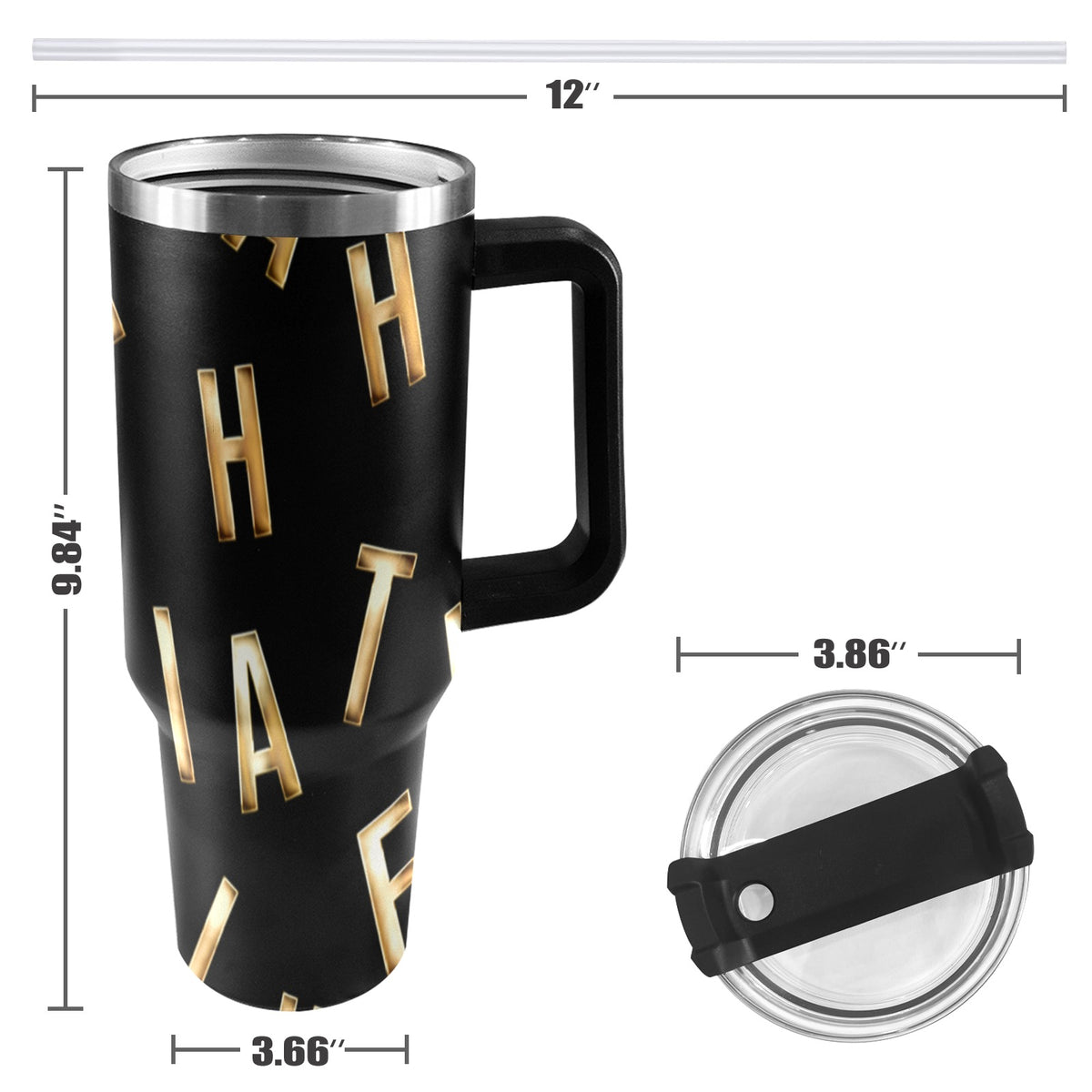 BLACK FAITH COMES BY HEARING 40oz Tumbler with Black Handle