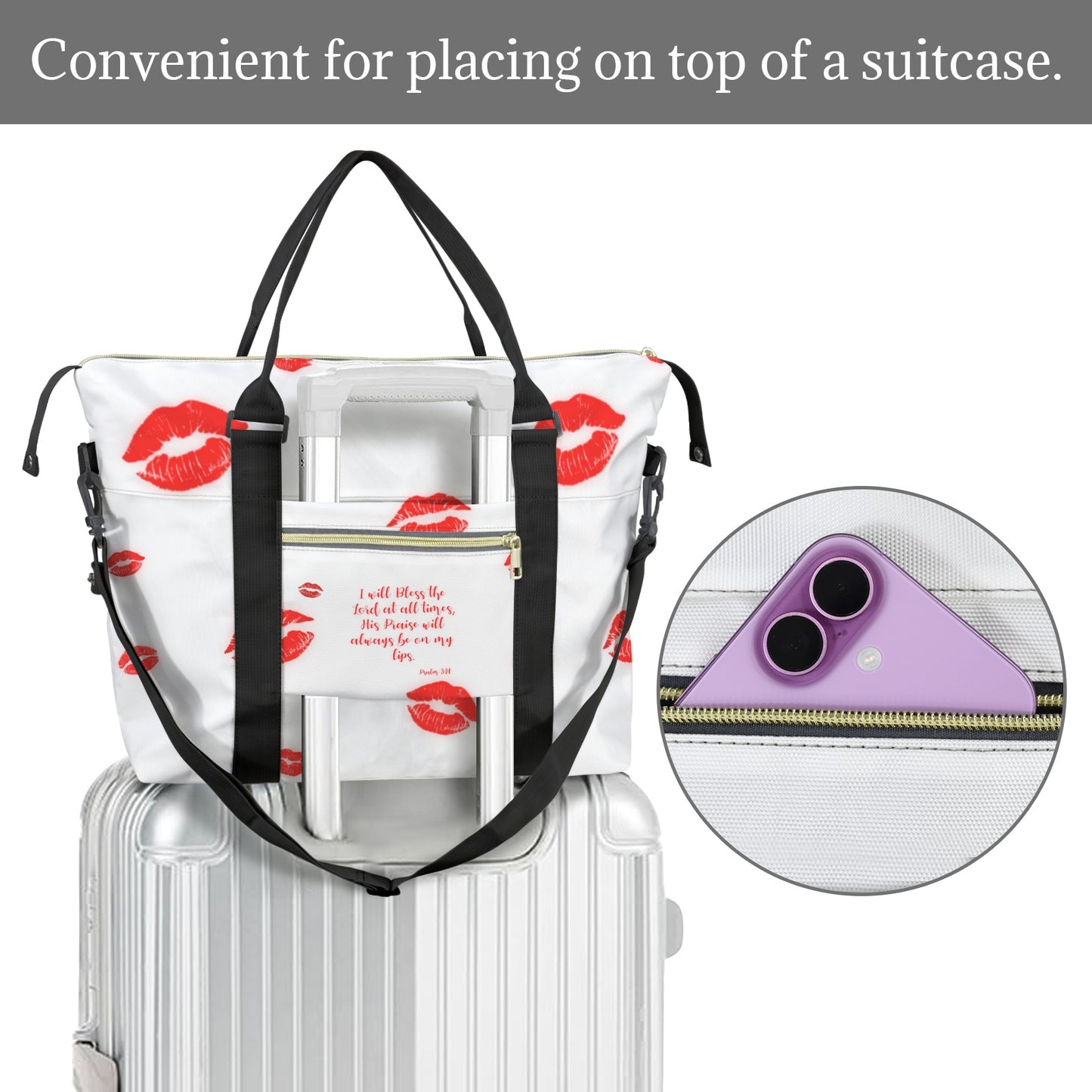 PRAISE ON MY LIPS DUFFLE BAG