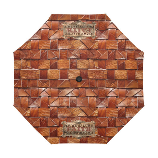 BASKET WEAVE FAITH UMBRELLA W LOGO Anti-UV Auto-Foldable Umbrella (Model U09)