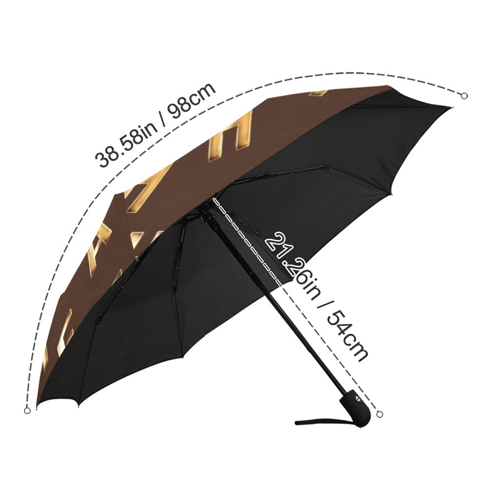 BROWN FAITH COMES BY HEARING Anti-UV Auto-Foldable Umbrella