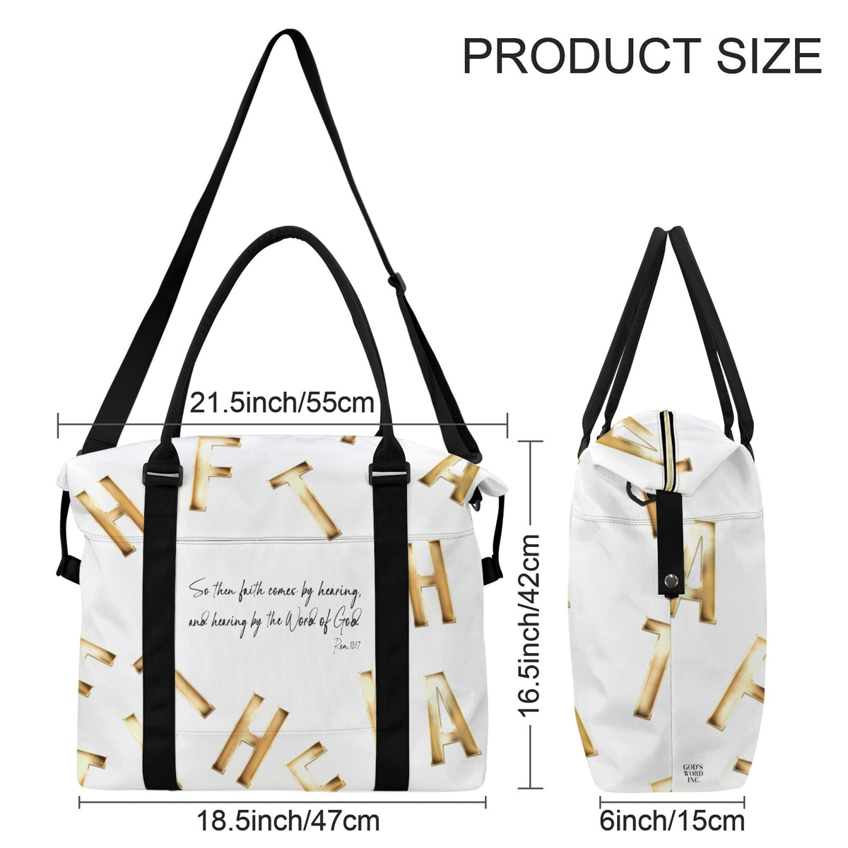 WHITE FAITH COMES BY HEARING  Ultra-Large Capacity Duffle Bag