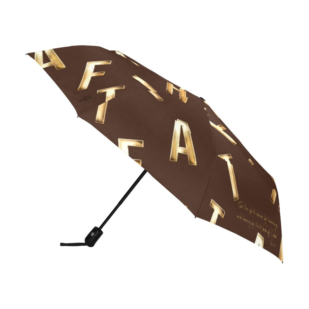 BROWN FAITH COMES BY HEARING Anti-UV Auto-Foldable Umbrella