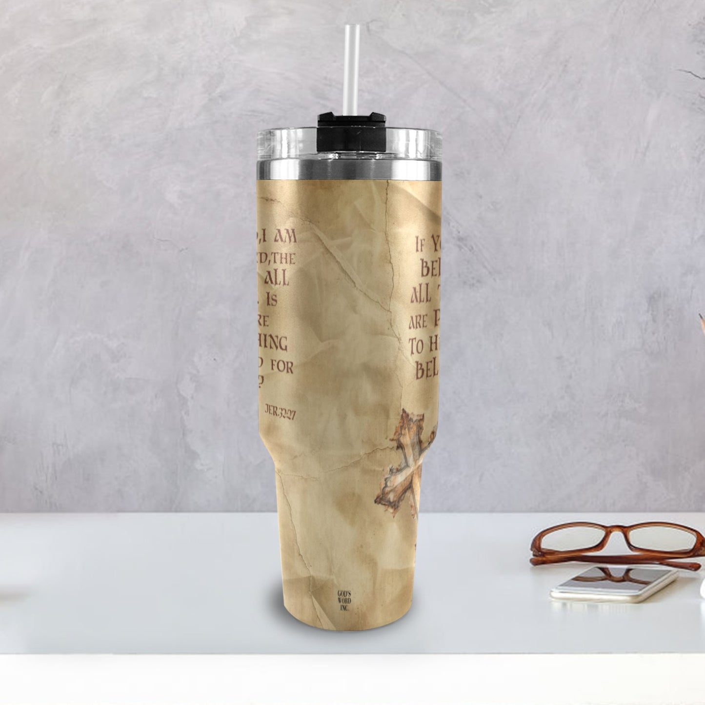DO YOU BELIEVE 40oz Tumbler with Black Handle