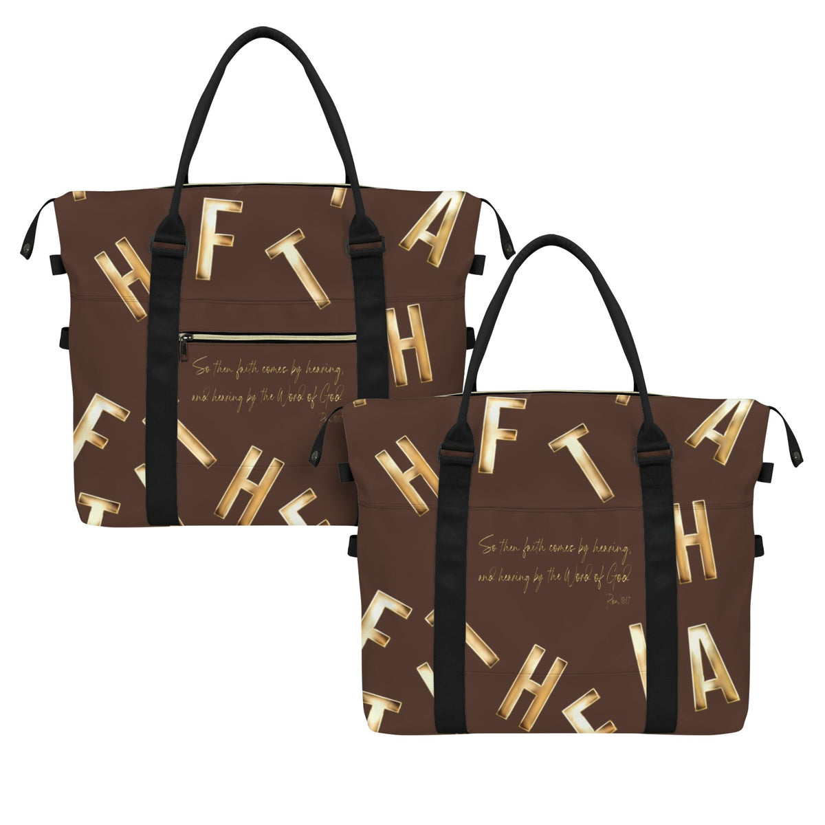 BROWN FAITH COMES BY HEARING Ultra-Large Capacity Duffle Bag