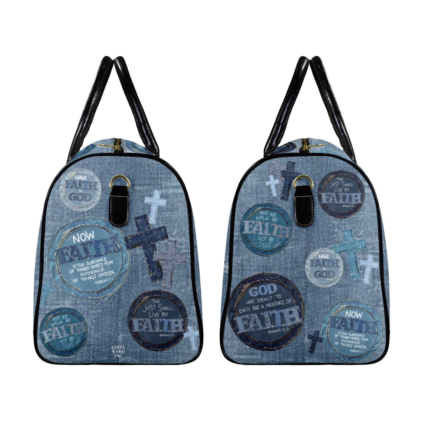 LEATHER FAUX DENIM  FAITH TRAVEL BAG
