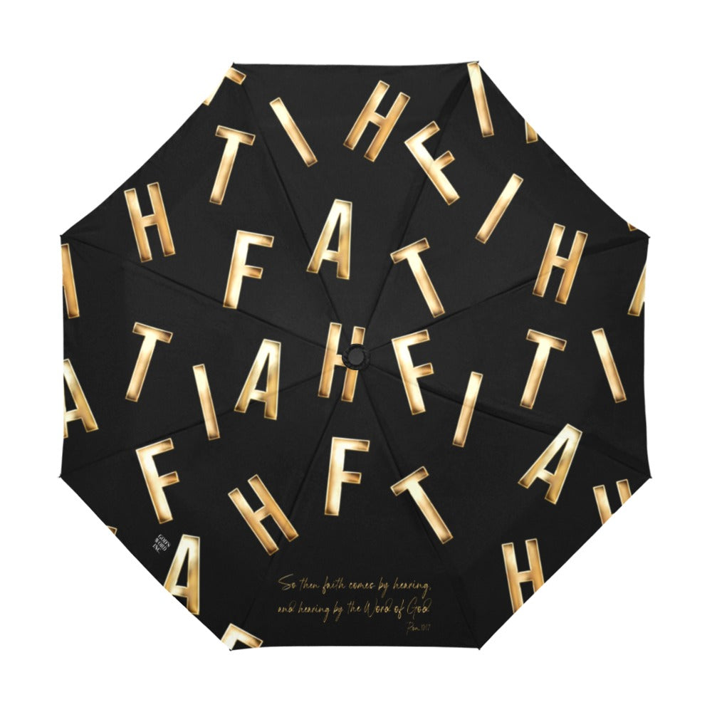 BLACK FAITH COMES BY HEARING  Anti-UV Auto-Foldable Umbrella