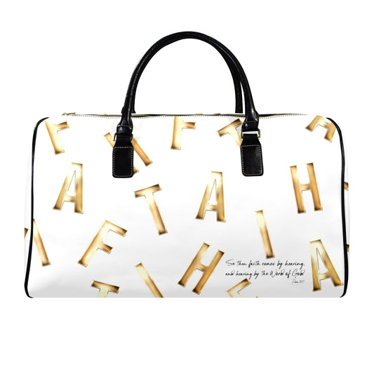 LEATHER WHITE  FAITH COMES BY HEARING TRAVEL BAG